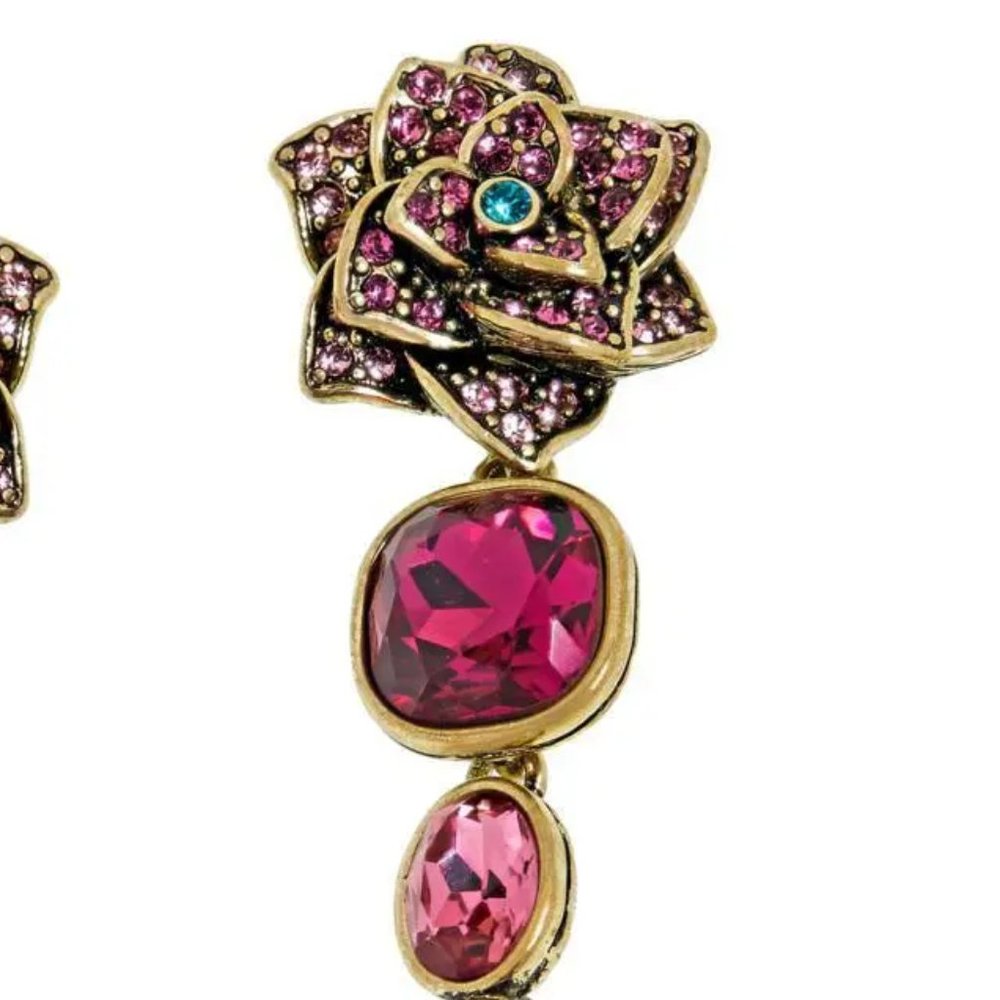 Heidi Daus "Dripping with Gems" Floral Dangle Earrings - Picture 3 of 4